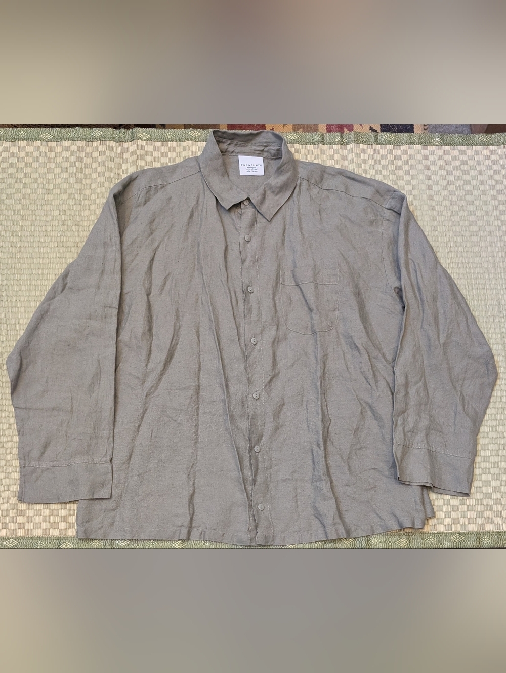 Parachute 100% Linen Oversized Button Up Shirt Moss Size Large Made in Portugal